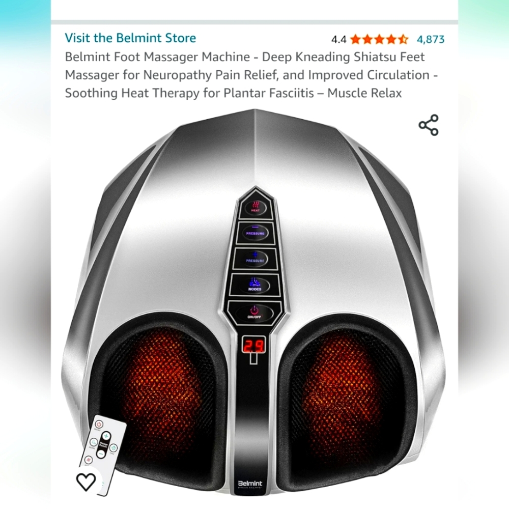 Silver Foot Massager with Heat - Deep Kneading Shiatsu